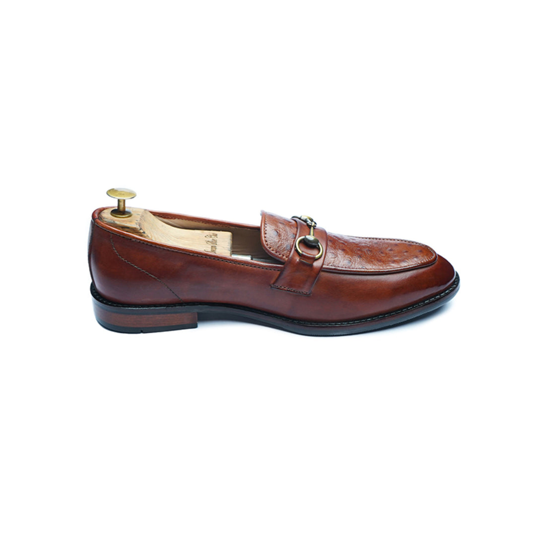 OSTRICH PENNY HORSEBIT - COGNAC PATINA