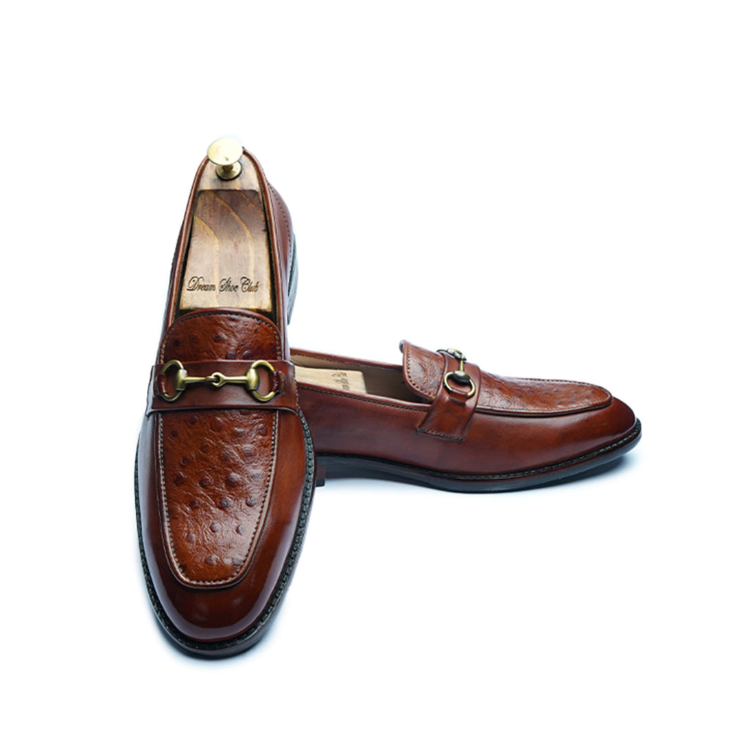 OSTRICH PENNY HORSEBIT - COGNAC PATINA