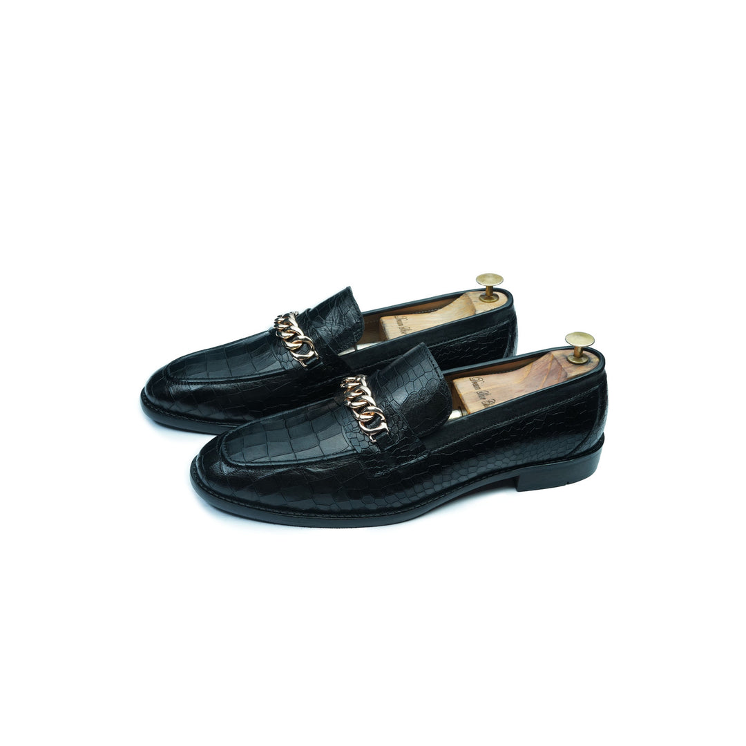 CROCO PENNY CHAIN - BLACK