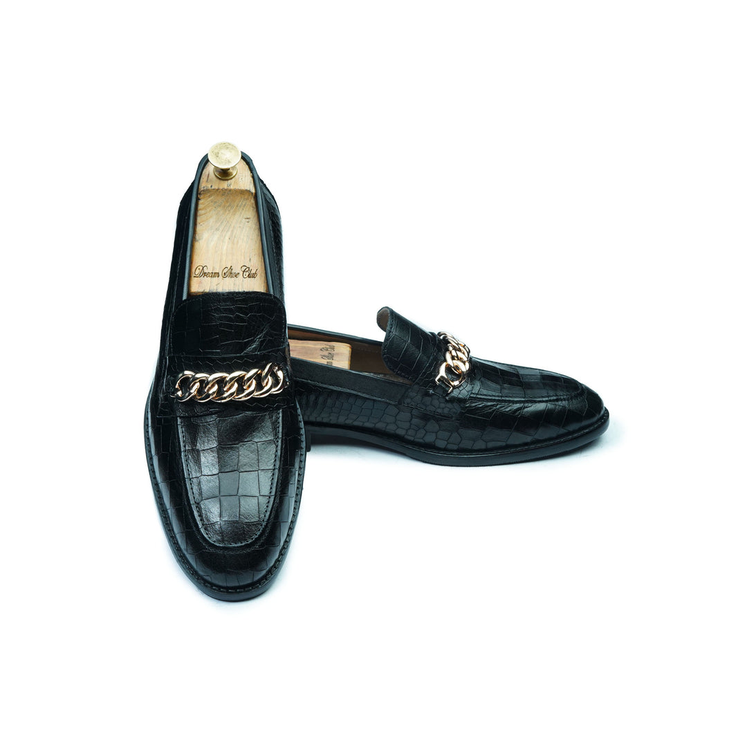 CROCO PENNY CHAIN - BLACK