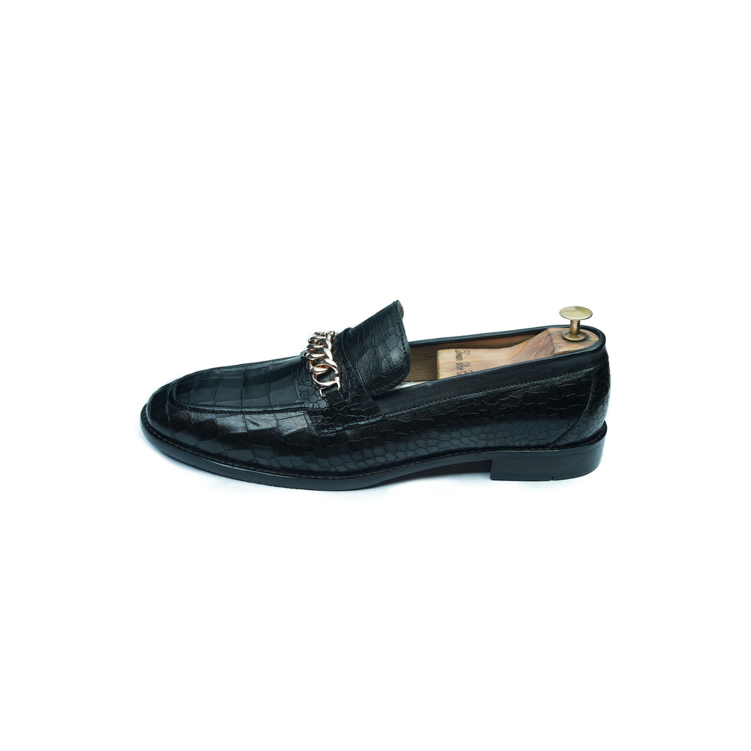 CROCO PENNY CHAIN - BLACK