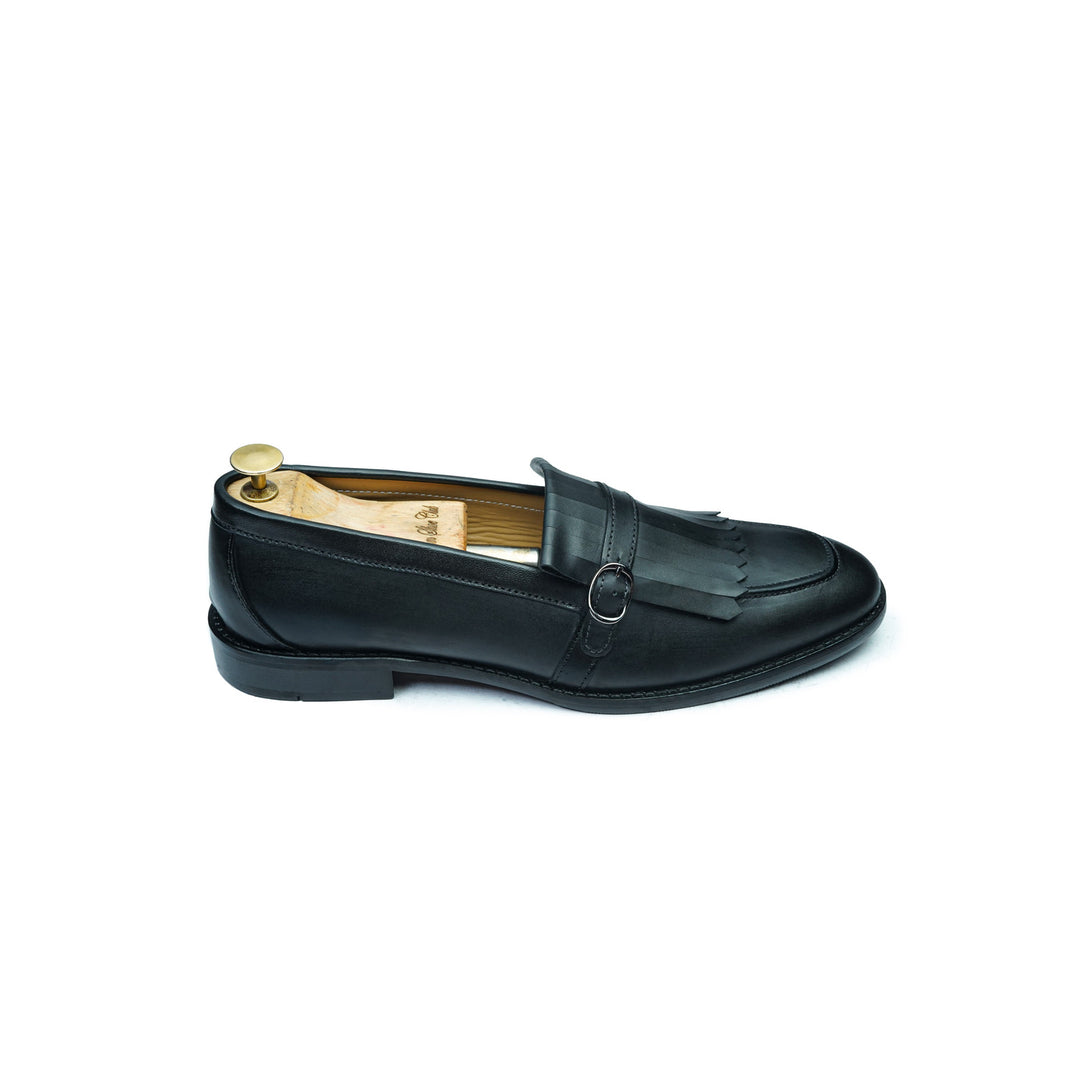 FRINGE STRAP LOAFER - BLACK