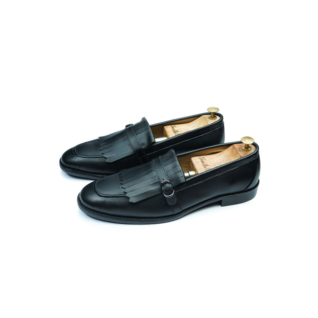 FRINGE STRAP LOAFER - BLACK