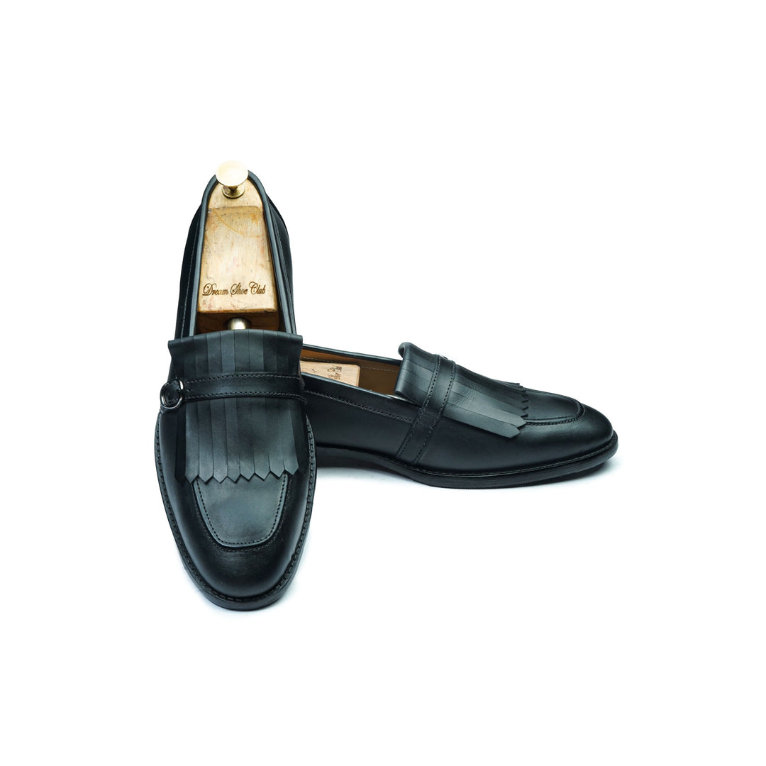 FRINGE STRAP LOAFER - BLACK