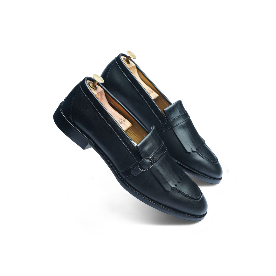 FRINGE STRAP LOAFER - BLACK