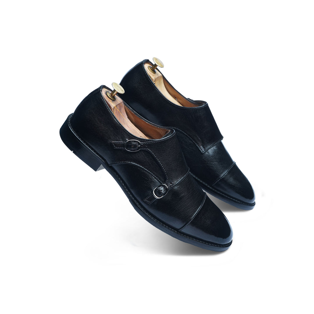 CAP TOE MONK - BLACK