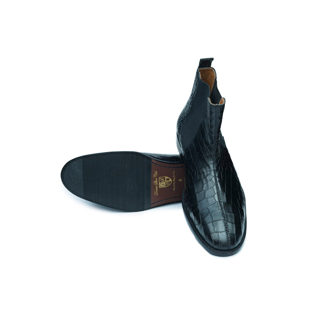 CROCO CHELSEA BOOT - BLACK