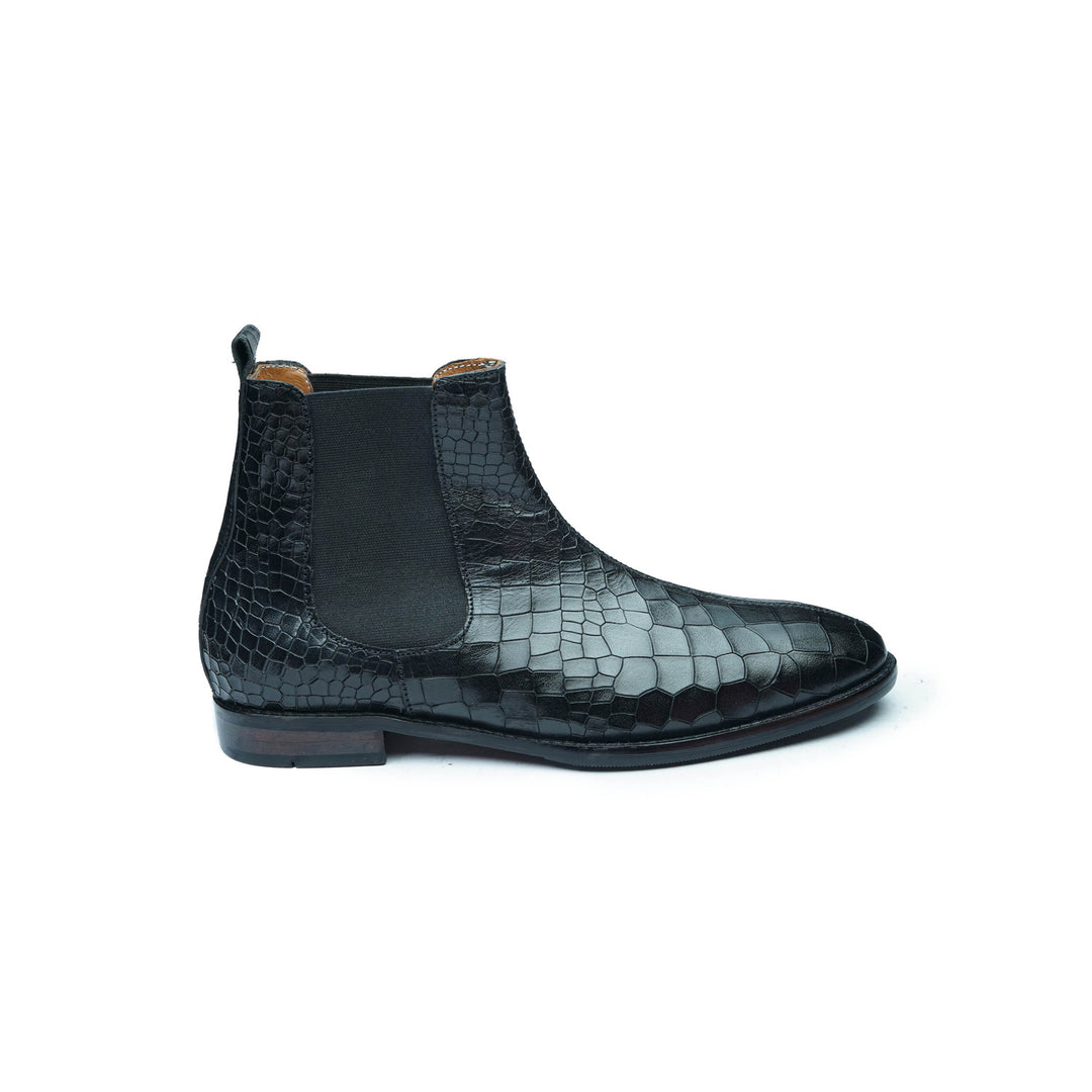 CROCO CHELSEA BOOT - BLACK