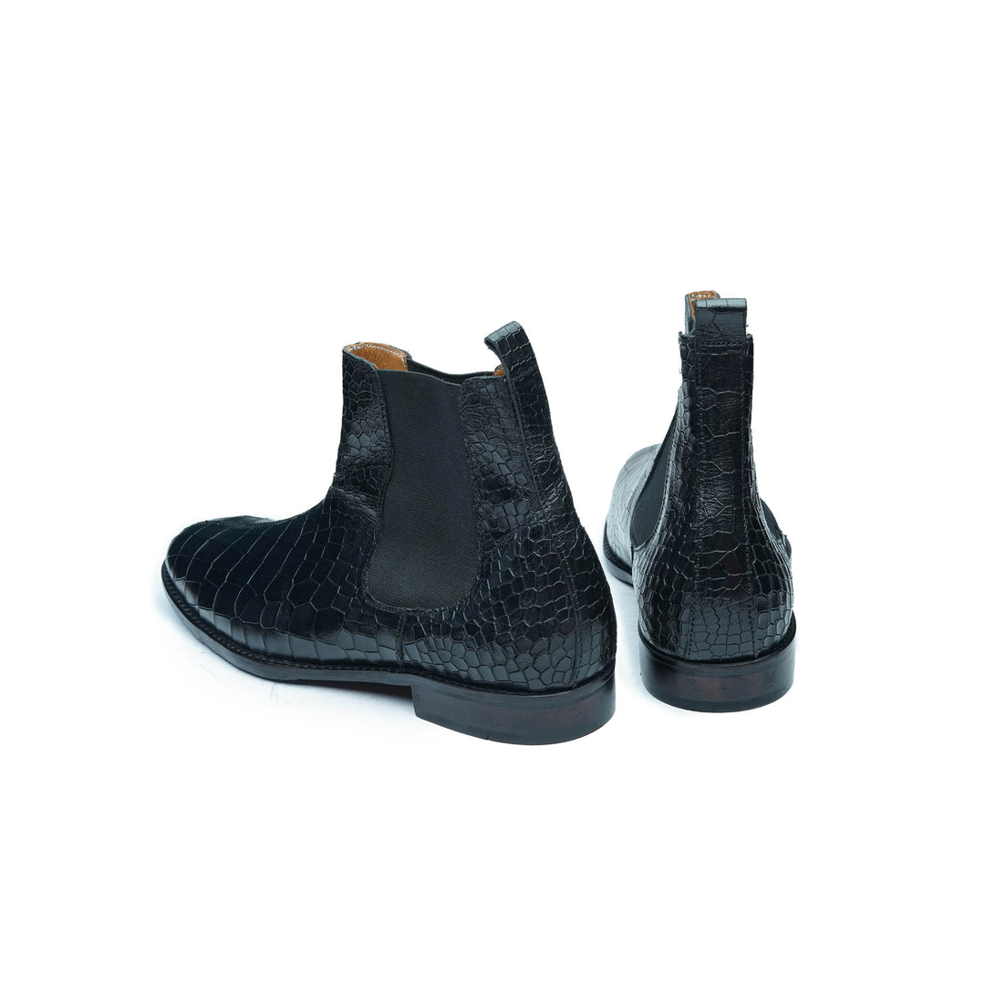 CROCO CHELSEA BOOT - BLACK
