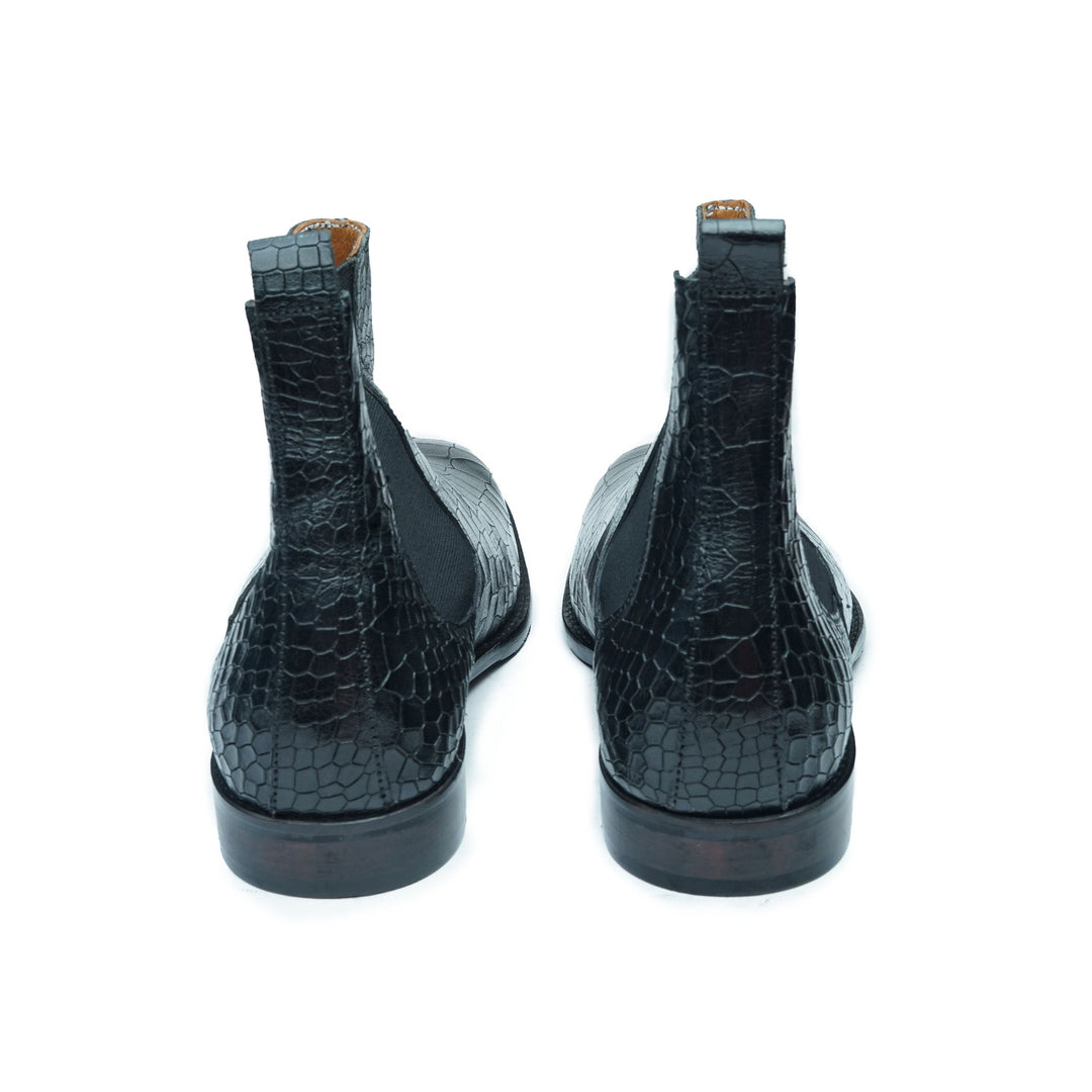 CROCO CHELSEA BOOT - BLACK