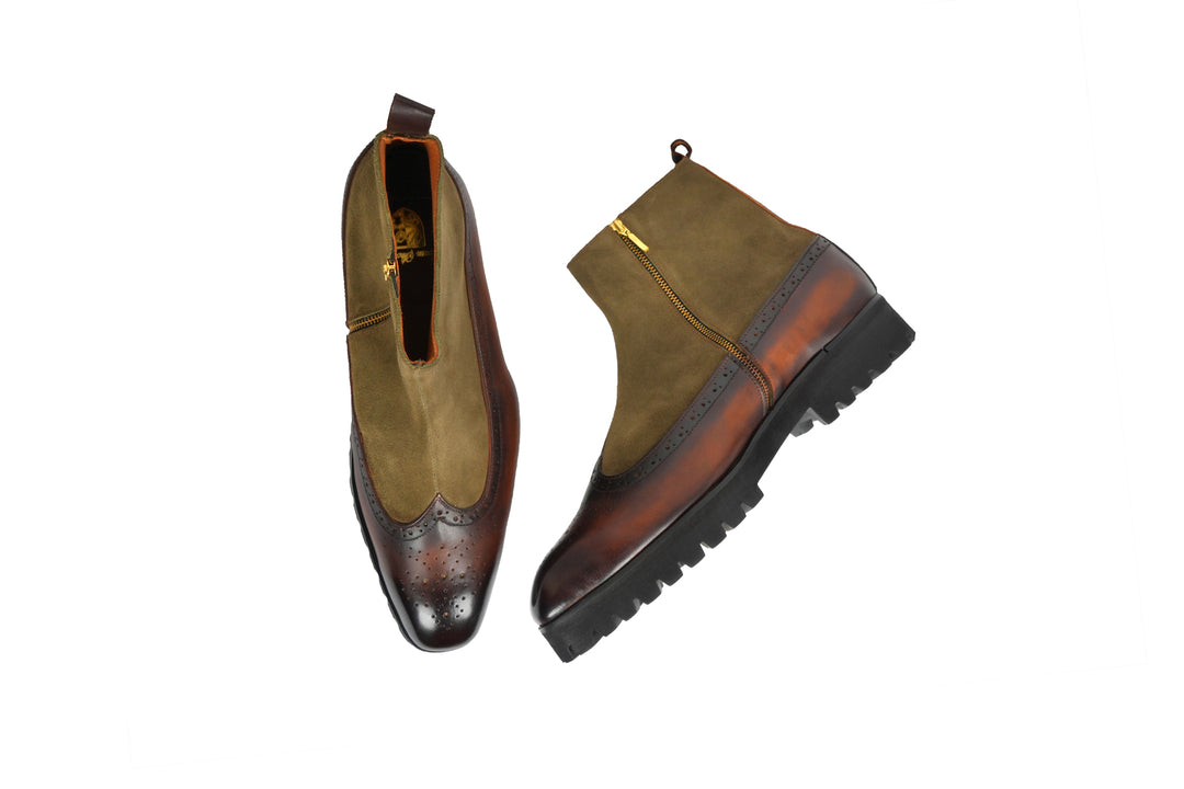 VICEROY BOOTS - BROWN WITH GREEN SUEDE