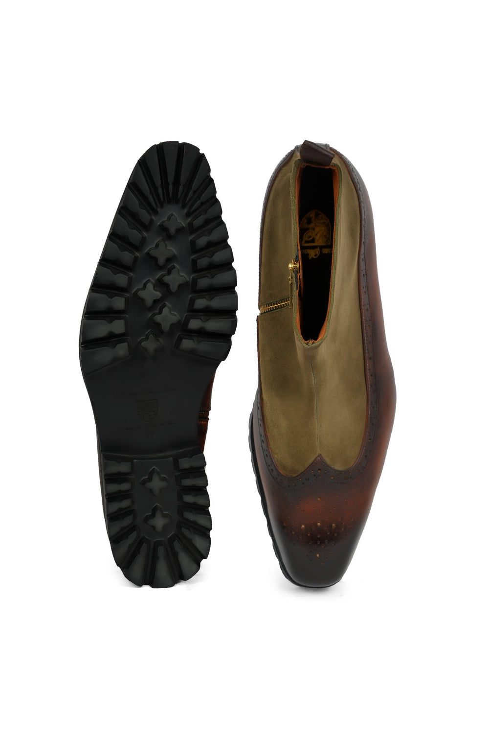 VICEROY BOOTS - BROWN WITH GREEN SUEDE