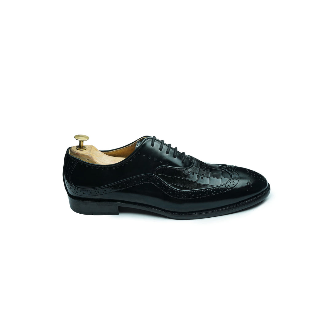 CROCO S-WING BROGUE - BLACK