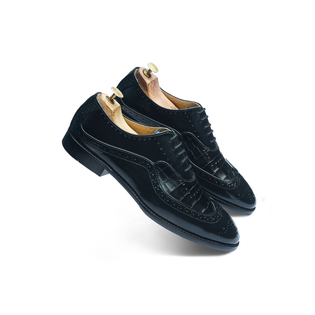 CROCO S-WING BROGUE - BLACK