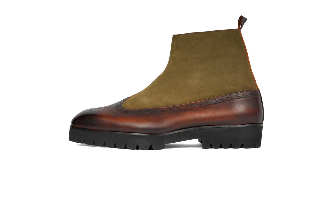 VICEROY BOOTS - BROWN WITH GREEN SUEDE