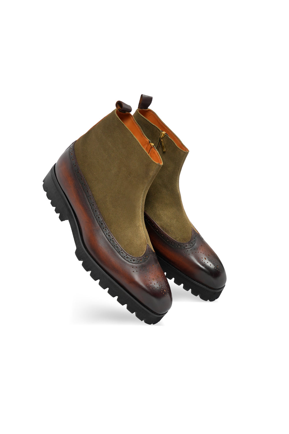 VICEROY BOOTS - BROWN WITH GREEN SUEDE