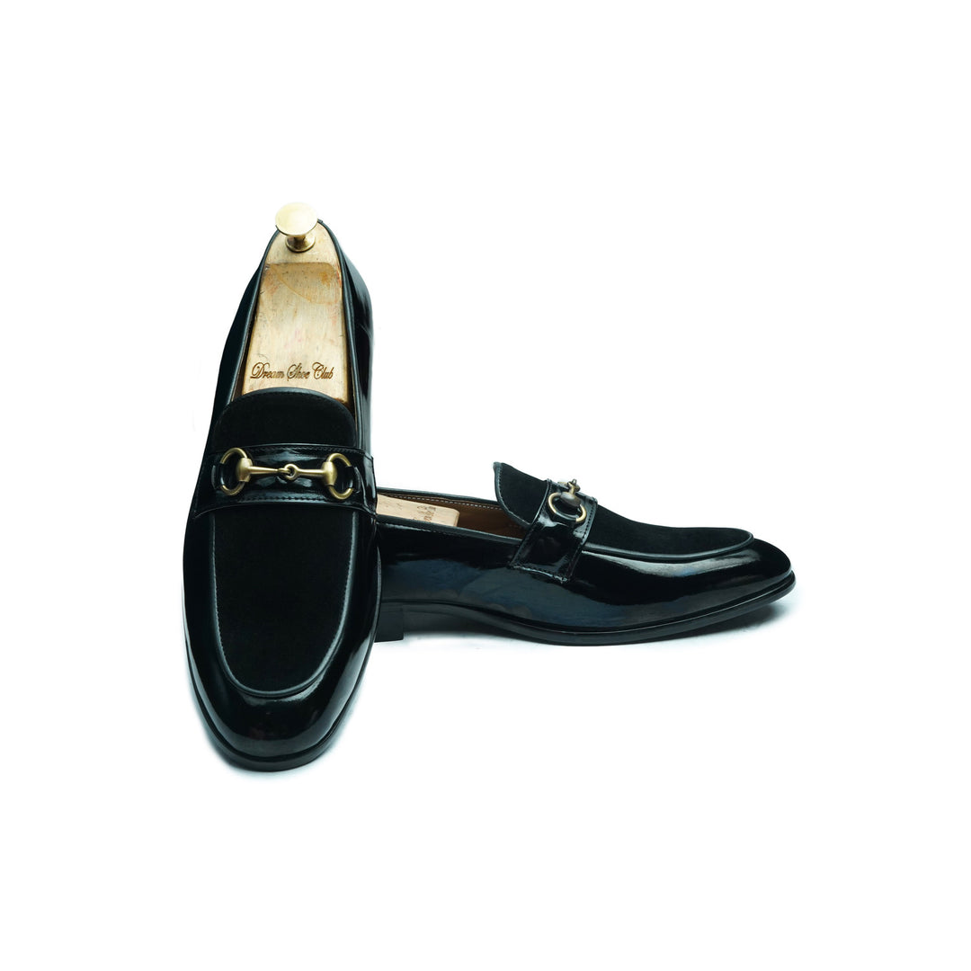 PATENT VELVET HORSEBIT - BLACK