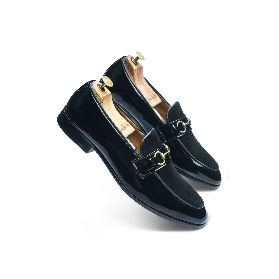PATENT VELVET HORSEBIT - BLACK