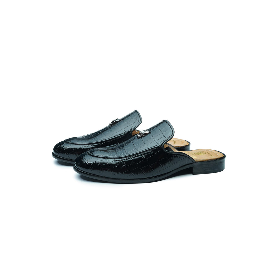CROCO JAGUAR MULE - BLACK