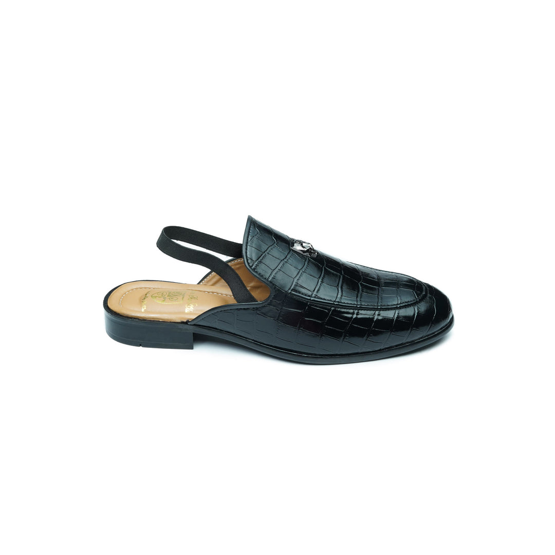 CROCO JAGUAR MULE - BLACK