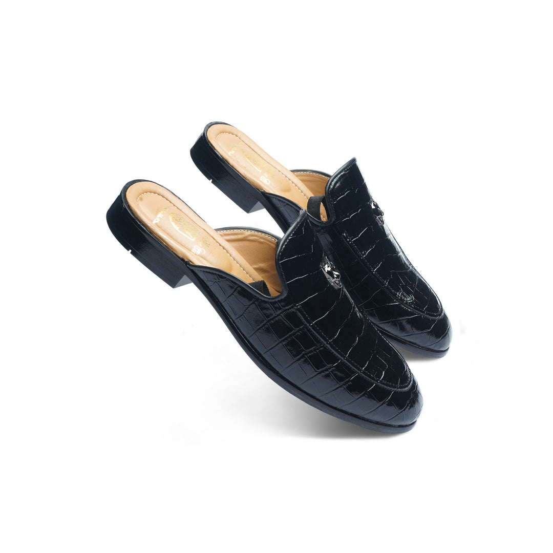 CROCO JAGUAR MULE - BLACK