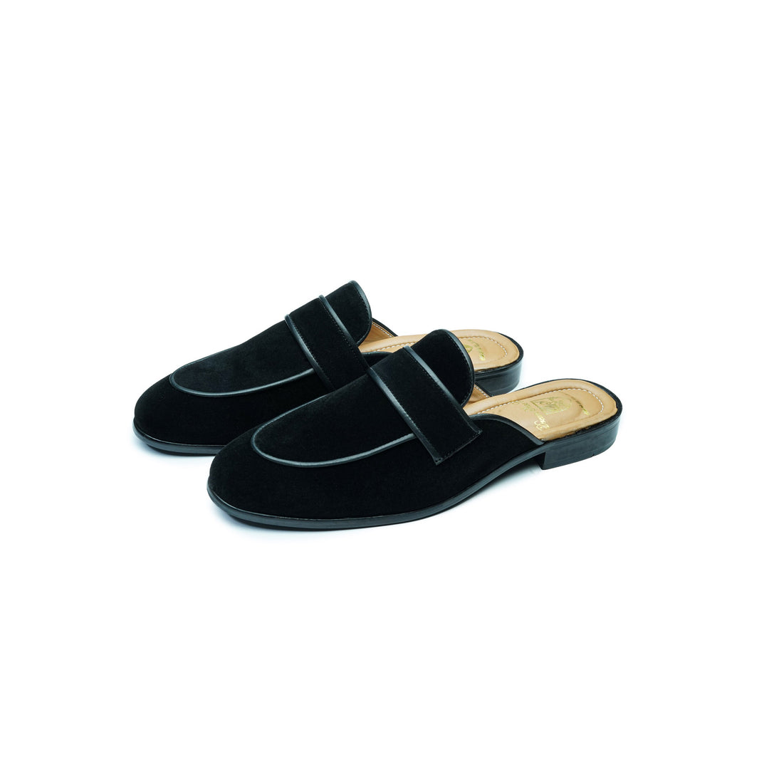 VELVET PENNY MULE - BLACK