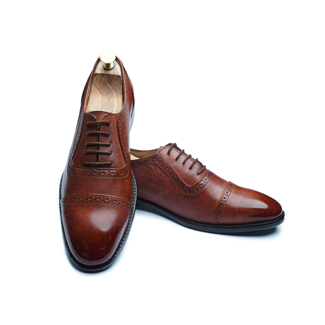 CAP TOE BROGUE - COGNAC PATINA