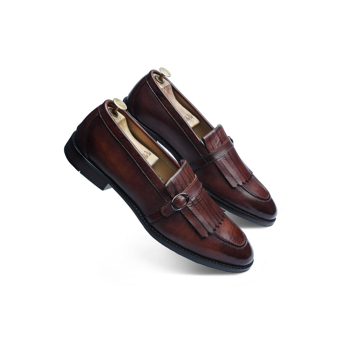 FRINGE STRAP LOAFER - COGNAC PATINA