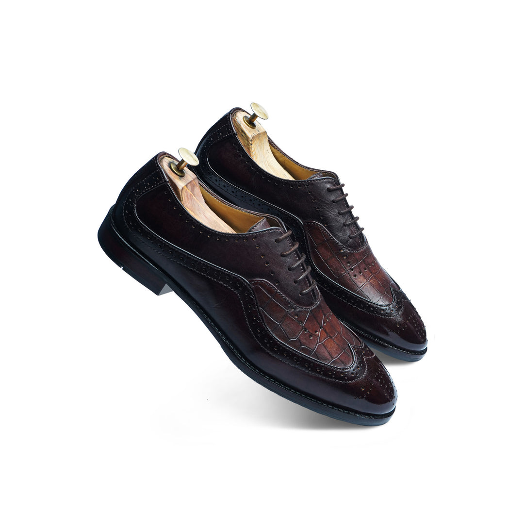 CROCO S-WING BROGUE - TAN PATINA