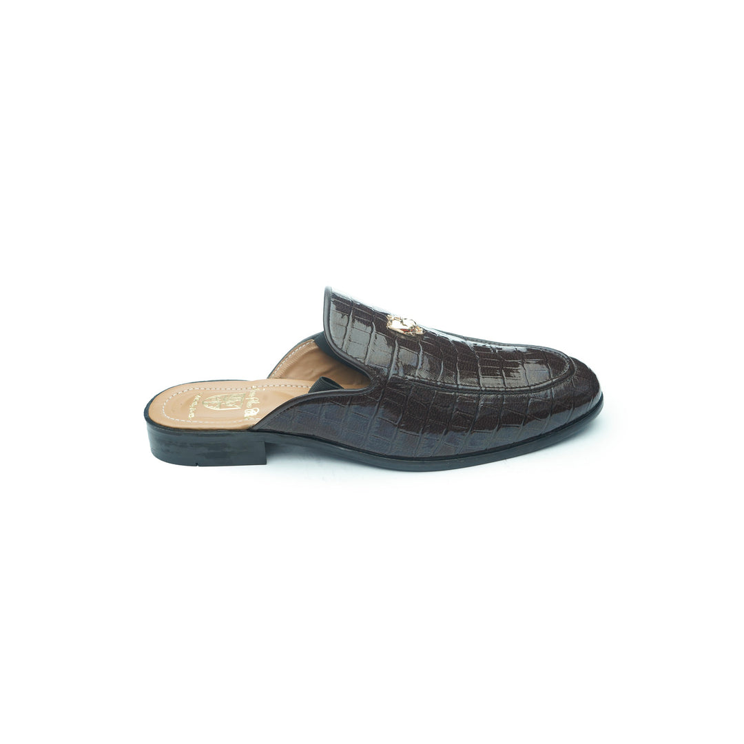 CROCO JAGUAR MULE - BROWN