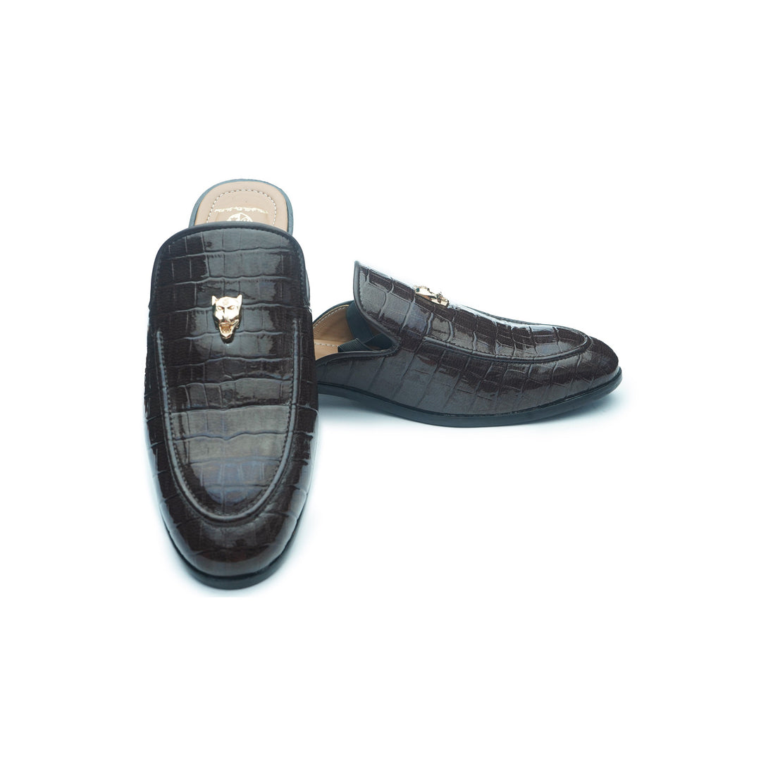 CROCO JAGUAR MULE - BROWN