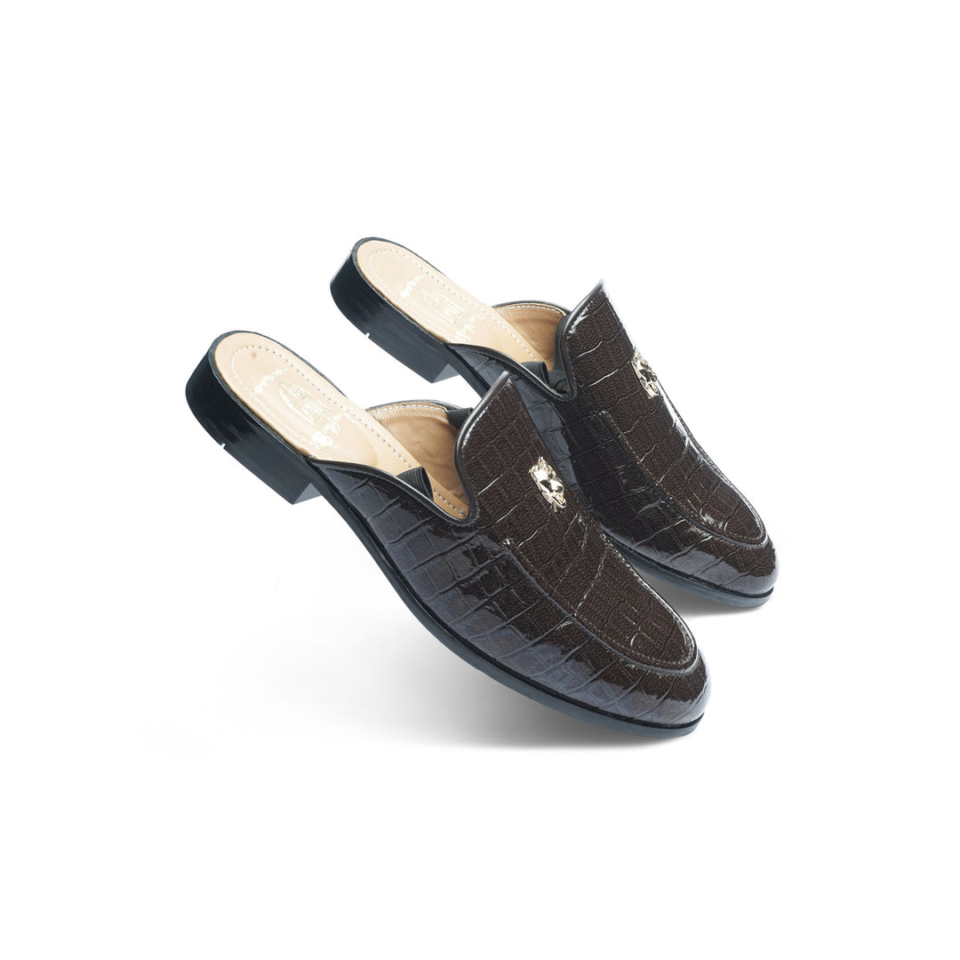 CROCO JAGUAR MULE - BROWN