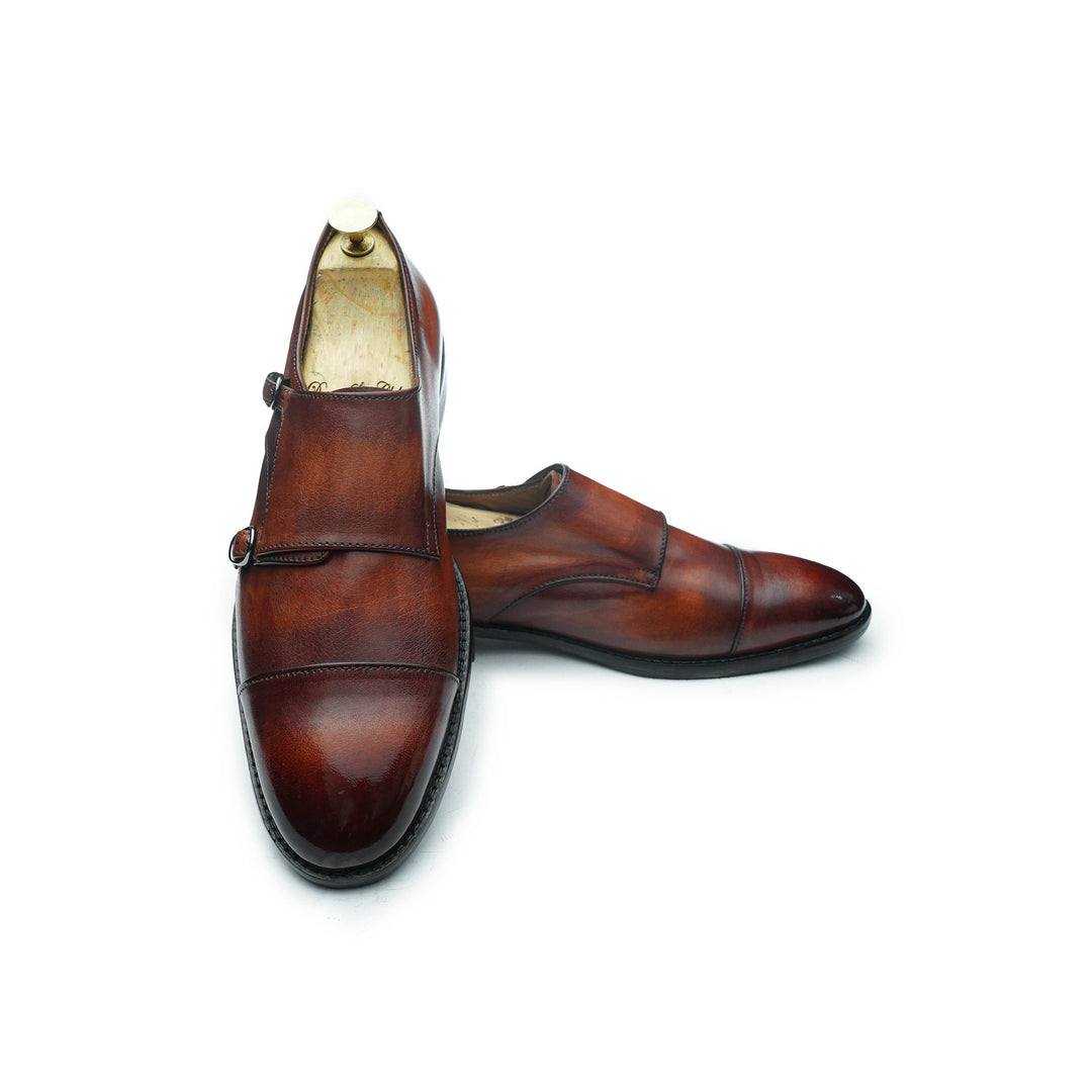 CAP TOE MONK - COGNAC