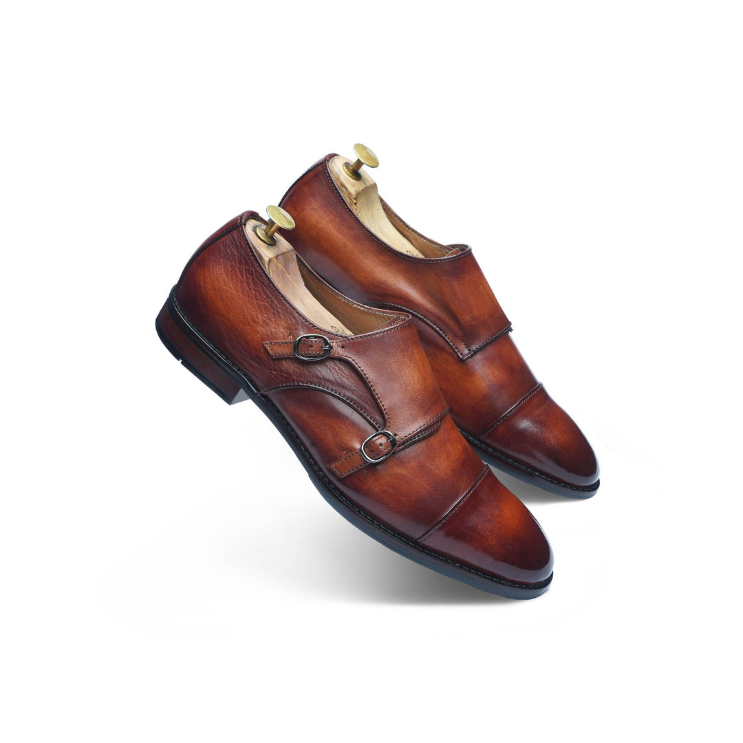 CAP TOE MONK - COGNAC