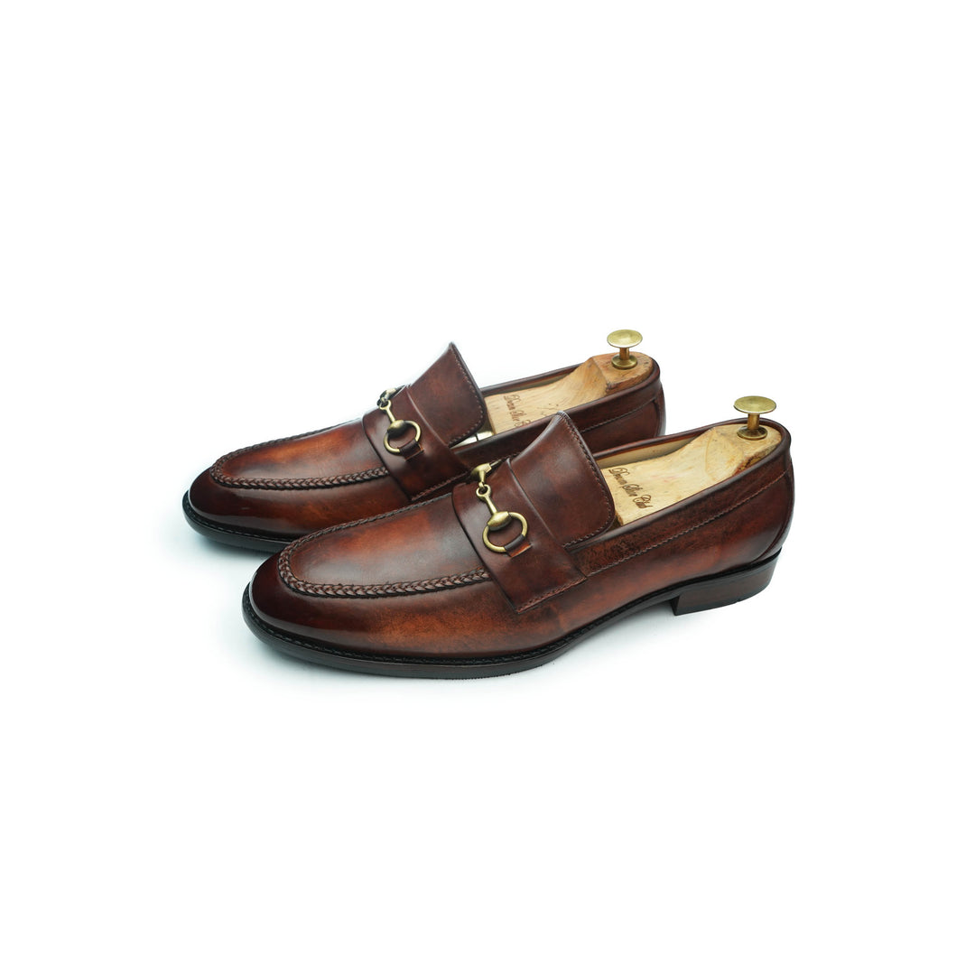 WEAVED PENNY HORSEBIT - COGNAC