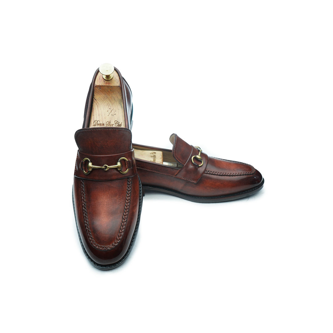WEAVED PENNY HORSEBIT - COGNAC