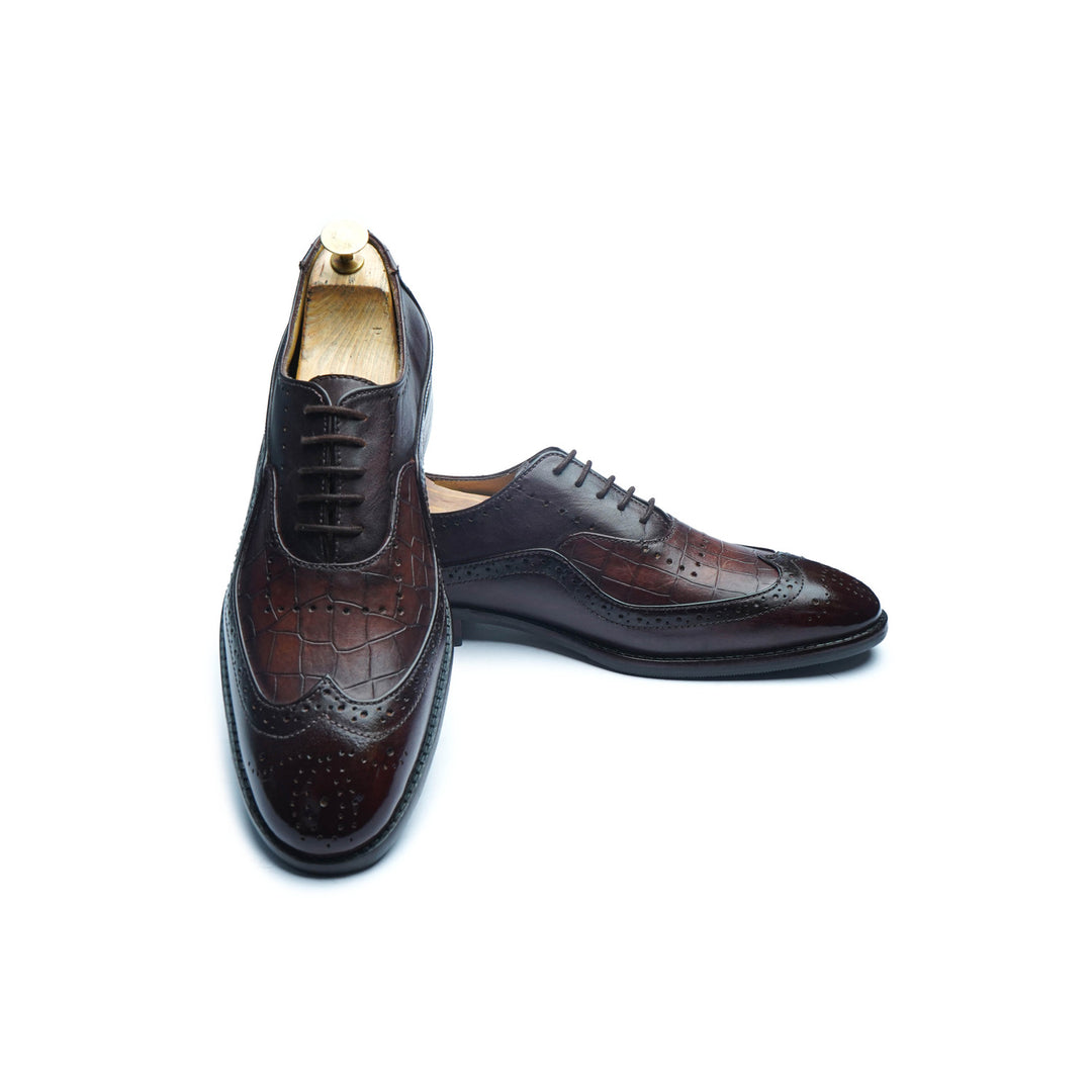 CROCO S-WING BROGUE - TAN PATINA