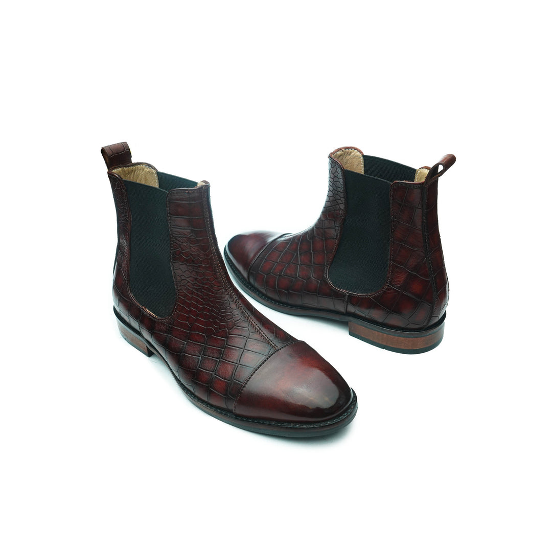 CAPTOE CROCO CHELSEA BOOT - COGNAC