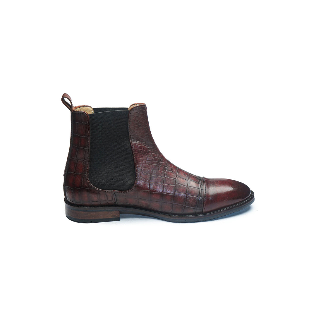 CAPTOE CROCO CHELSEA BOOT - COGNAC