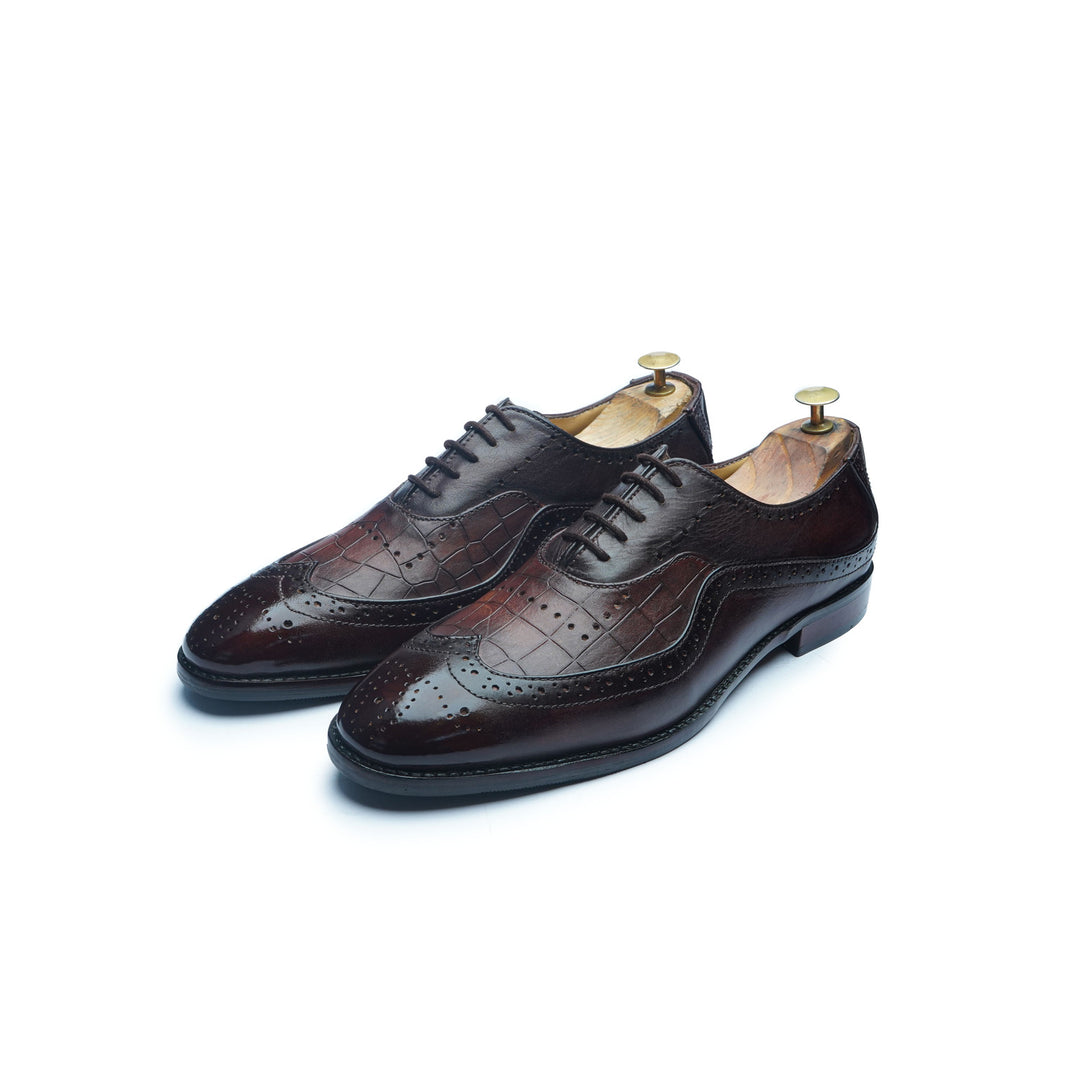 CROCO S-WING BROGUE - TAN PATINA